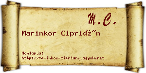 Marinkor Ciprián névjegykártya